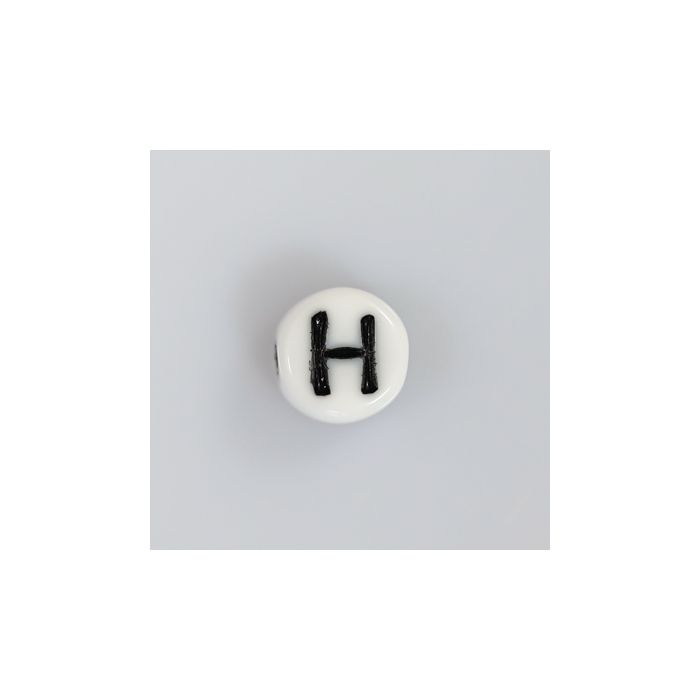 Buchstabenperle aus Glas H weiß-schwarz 6,5x3,2 mm Lochgröße 1 mm 50St 3025-H 4016490146865  