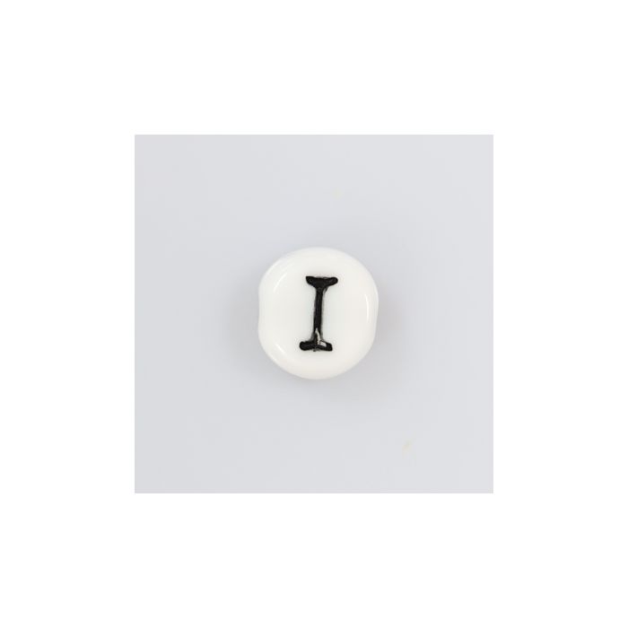 Buchstabenperle aus Glas I weiß-schwarz 6,5x3,2 mm Lochgröße 1 mm 50St 3025-I 4016490146872  