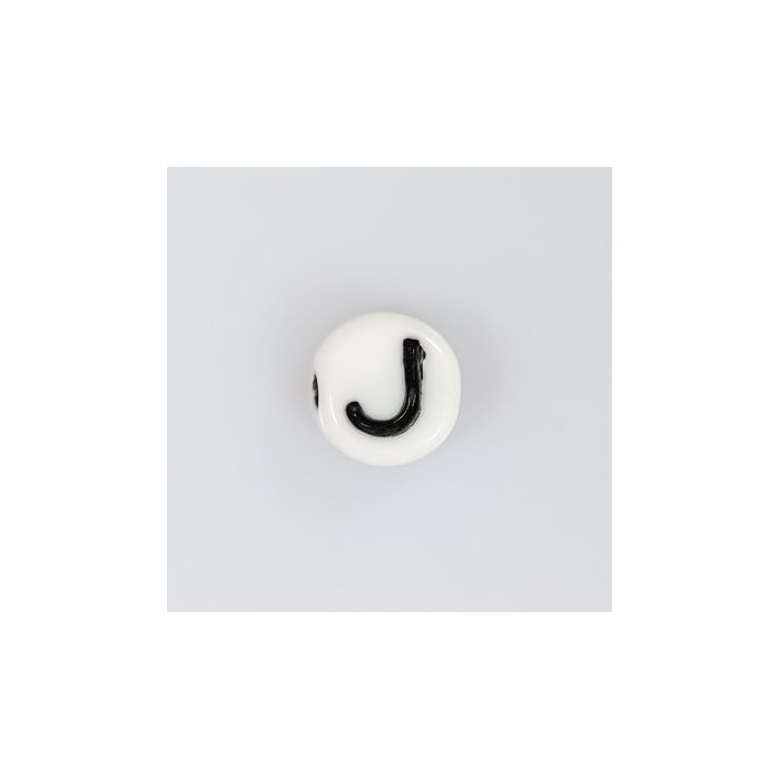 Buchstabenperle aus Glas J weiß-schwarz 6,5x3,2 mm Lochgröße 1 mm 50St 3025-J 4016490146889  