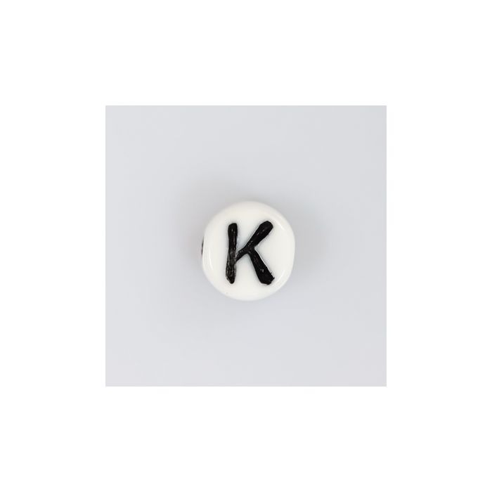 Buchstabenperle aus Glas K weiß-schwarz 6,5x3,2 mm Lochgröße 1 mm 50St 3025-K 4016490146896  