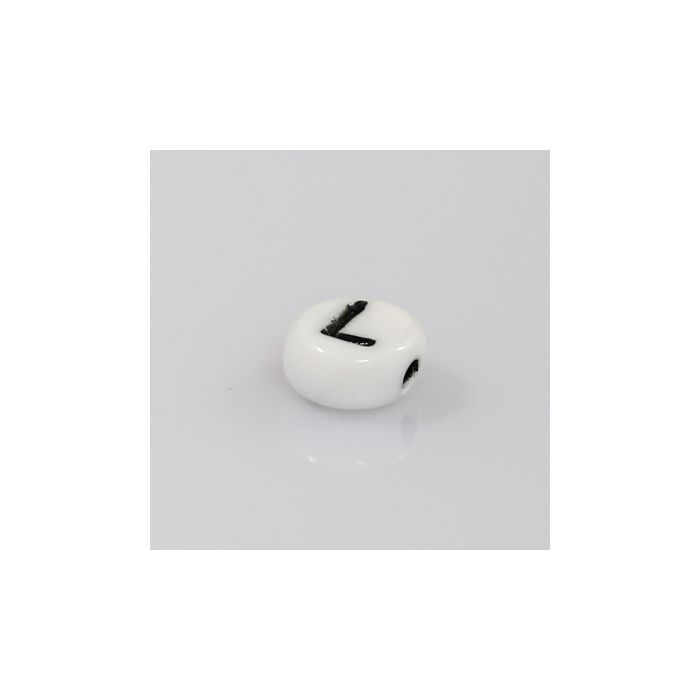 Buchstabenperle aus Glas L weiß-schwarz 6,5x3,2 mm Lochgröße 1 mm 50St 3025-L 4016490146902  