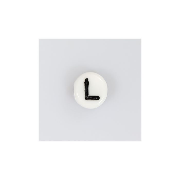 Buchstabenperle aus Glas L weiß-schwarz 6,5x3,2 mm Lochgröße 1 mm 50St 3025-L 4016490146902  