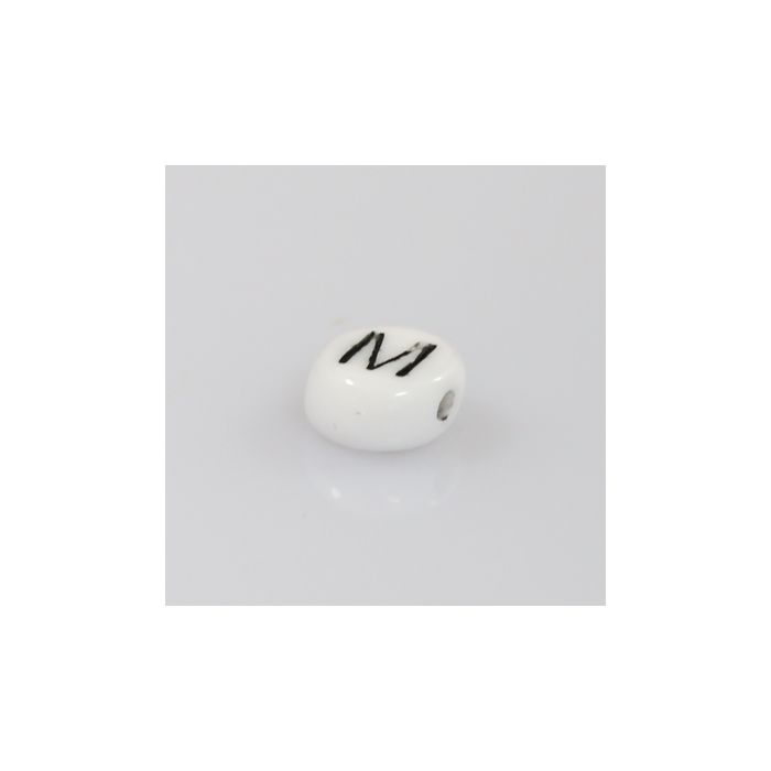 Buchstabenperle aus Glas M weiß-schwarz 6,5x3,2 mm Lochgröße 1 mm 50St 3025-M 4016490146919  