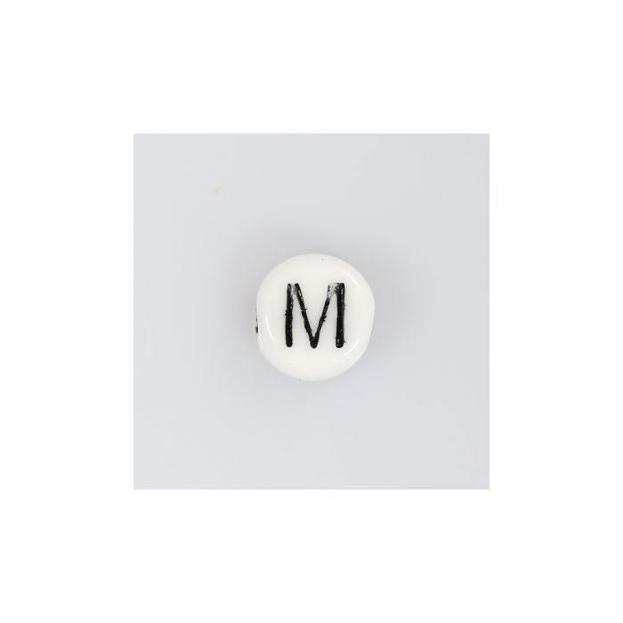 Buchstabenperle aus Glas M weiß-schwarz 6,5x3,2 mm Lochgröße 1 mm 50St 3025-M 4016490146919  