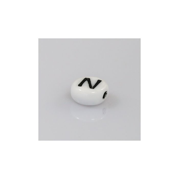 Buchstabenperle aus Glas N weiß-schwarz 6,5x3,2 mm Lochgröße 1 mm 50St 3025-N 4016490146926  
