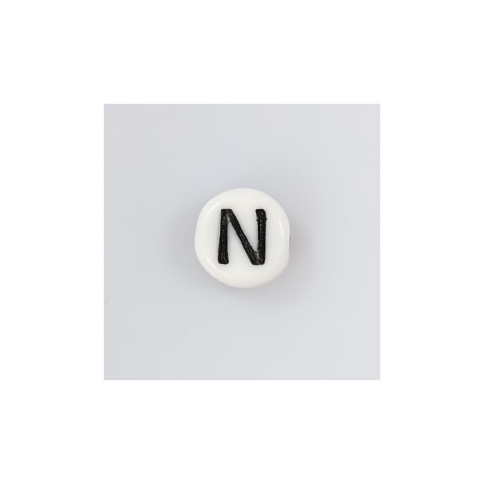 Buchstabenperle aus Glas N weiß-schwarz 6,5x3,2 mm Lochgröße 1 mm 50St 3025-N 4016490146926  