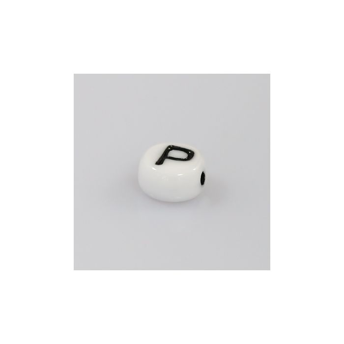 Buchstabenperle aus Glas P weiß-schwarz 6,5x3,2 mm Lochgröße 1 mm 50St 3025-P 4016490146940  