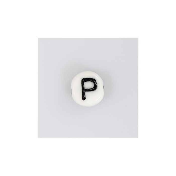 Buchstabenperle aus Glas P weiß-schwarz 6,5x3,2 mm Lochgröße 1 mm 50St 3025-P 4016490146940  