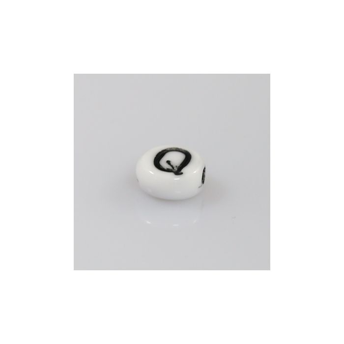 Buchstabenperle aus Glas Q weiß-schwarz 6,5x3,2 mm Lochgröße 1 mm 50St 3025-Q 4016490146957  