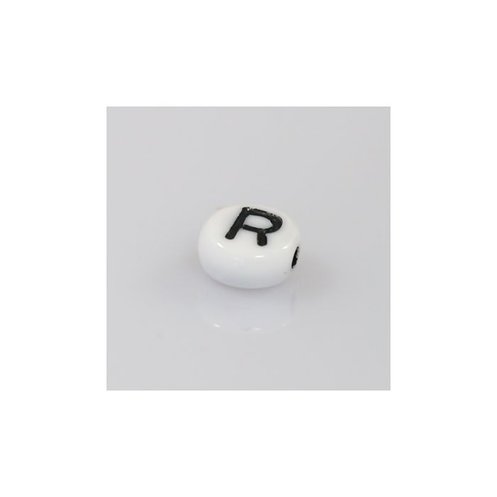 Buchstabenperle aus Glas R weiß-schwarz 6,5x3,2 mm Lochgröße 1 mm 50St 3025-R 4016490146964  