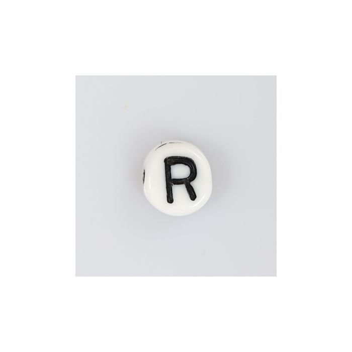 Buchstabenperle aus Glas R weiß-schwarz 6,5x3,2 mm Lochgröße 1 mm 50St 3025-R 4016490146964  