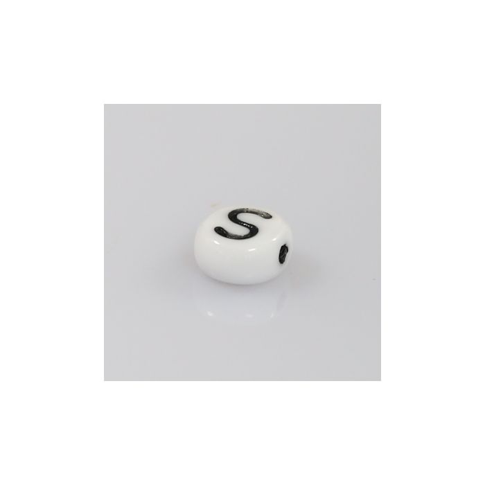 Buchstabenperle aus Glas S weiß-schwarz 6,5x3,2 mm Lochgröße 1 mm 50St 3025-S 4016490146971  