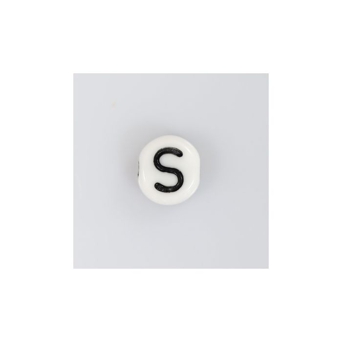 Buchstabenperle aus Glas S weiß-schwarz 6,5x3,2 mm Lochgröße 1 mm 50St 3025-S 4016490146971  