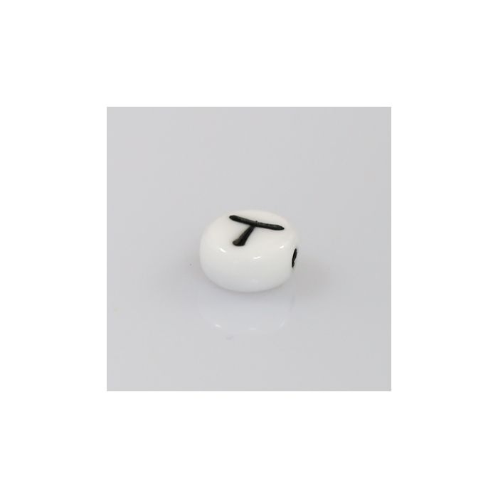 Buchstabenperle aus Glas T weiß-schwarz 6,5x3,2 mm Lochgröße 1 mm 50St 3025-T 4016490146988  