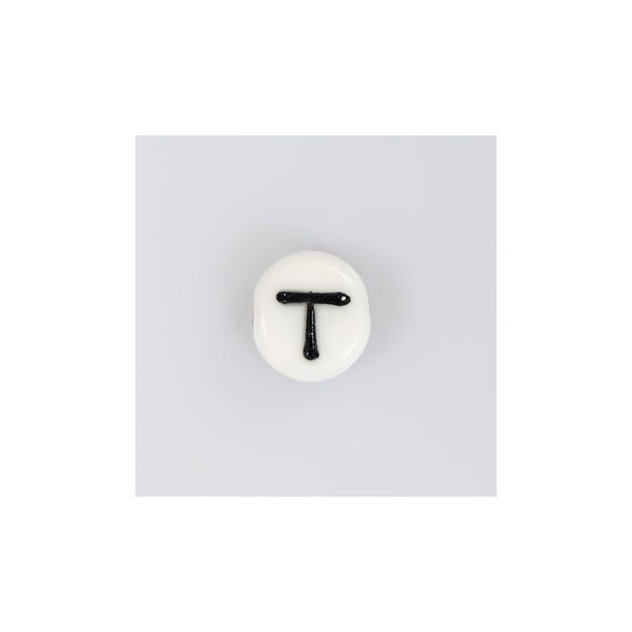 Buchstabenperle aus Glas T weiß-schwarz 6,5x3,2 mm Lochgröße 1 mm 50St 3025-T 4016490146988  