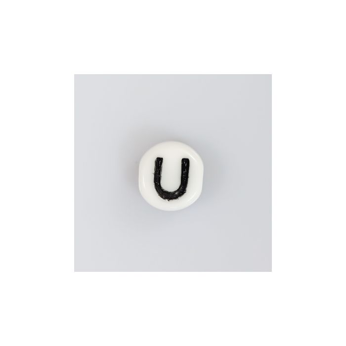 Buchstabenperle aus Glas U weiß-schwarz 6,5x3,2 mm Lochgröße 1 mm, Bild 2 von 2