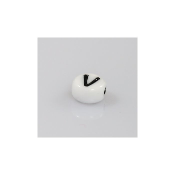 Buchstabenperle aus Glas V weiß-schwarz 6,5x3,2 mm Lochgröße 1 mm 50St 3025-V 4016490147008  