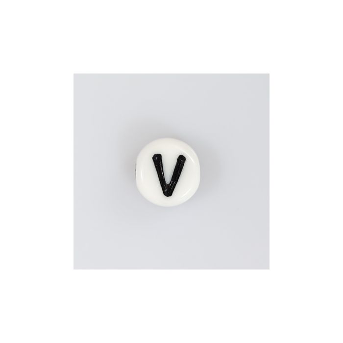 Buchstabenperle aus Glas V weiß-schwarz 6,5x3,2 mm Lochgröße 1 mm 50St 3025-V 4016490147008  
