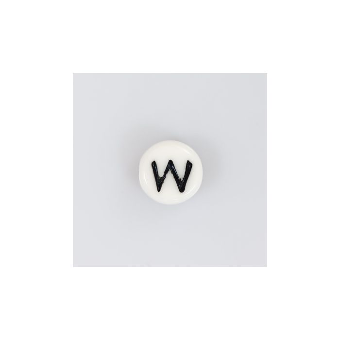 Buchstabenperle aus Glas W weiß-schwarz 6,5x3,2 mm Lochgröße 1 mm 50St 3025-W 4016490147015  