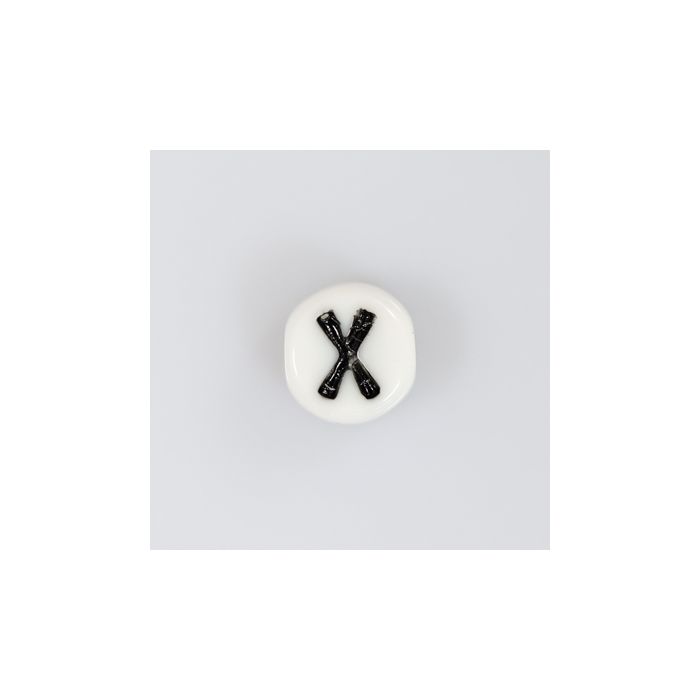 Buchstabenperle aus Glas X weiß-schwarz 6,5x3,2 mm Lochgröße 1 mm 50St 3025-X 4016490147022  