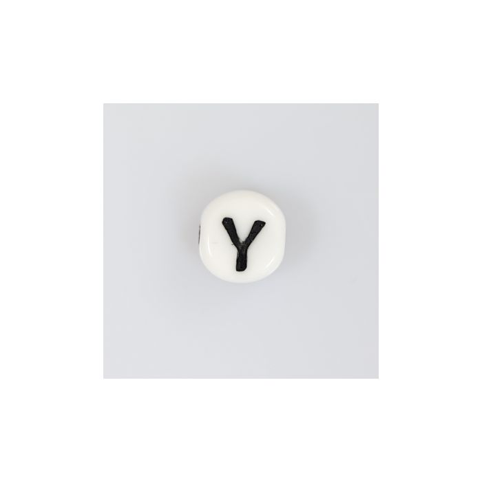Buchstabenperle aus Glas Y weiß-schwarz 6,5x3,2 mm Lochgröße 1 mm 50St 3025-Y 4016490147039  