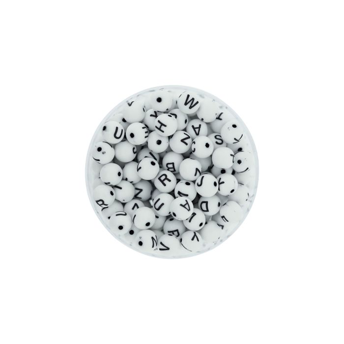 Buchstabenperle weiß schwarz 7 mm 1 Dose = 60gr. 6Dosen 3028-07113 4016490702337  