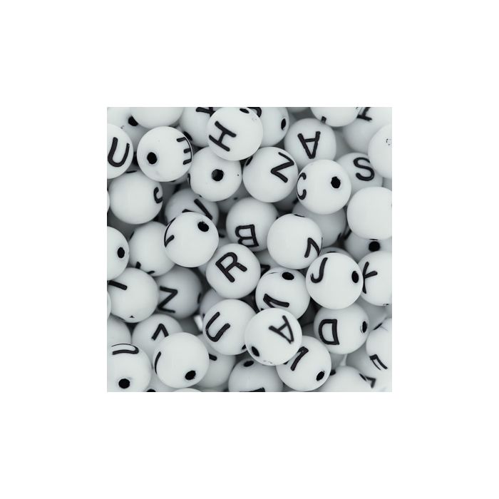 Buchstabenperle weiß schwarz 7 mm 1 Dose = 60gr. 6Dosen 3028-07113 4016490702337  