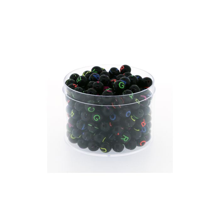 Buchstabenperle schwarz bunt 7 mm 1 Dose = 60gr. 6Dosen 3028-07293 4016490702344  