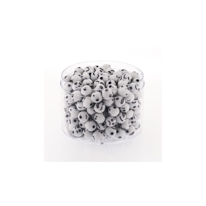 Perle Smilie weiß schwarz 7 mm 1 Dose = 60gr., Bild 1 von 3