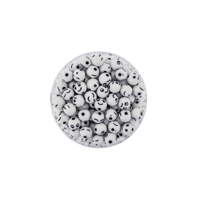 Perle Smilie weiß schwarz 7 mm 1 Dose = 60gr., Bild 2 von 3