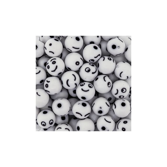 Perle Smilie weiß schwarz 7 mm 1 Dose = 60gr., Bild 3 von 3