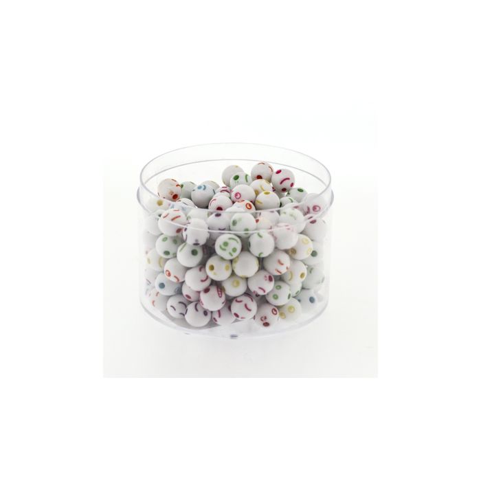 Perle Smilie weiß bunt 7 mm 1 Dose = 60gr., Bild 1 von 3