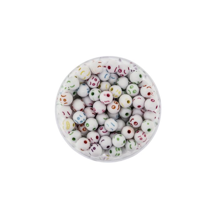 Perle Smilie weiß bunt 7 mm 1 Dose = 60gr., Bild 2 von 3