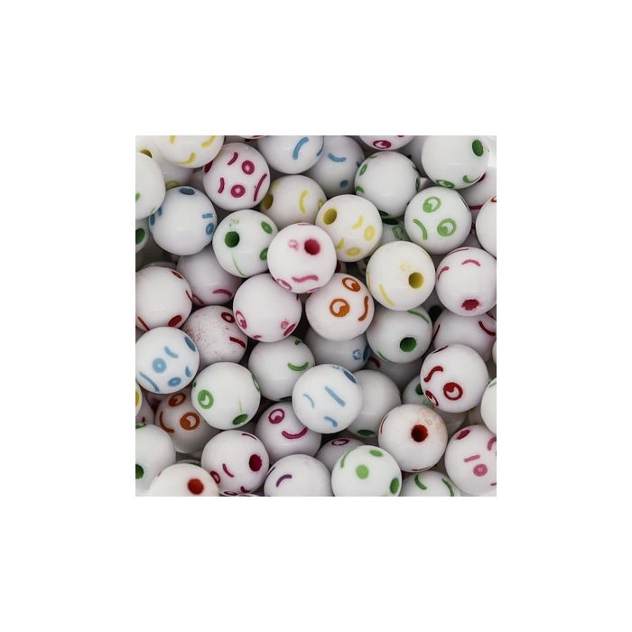 Perle Smilie weiß bunt 7 mm 1 Dose = 60gr., Bild 3 von 3