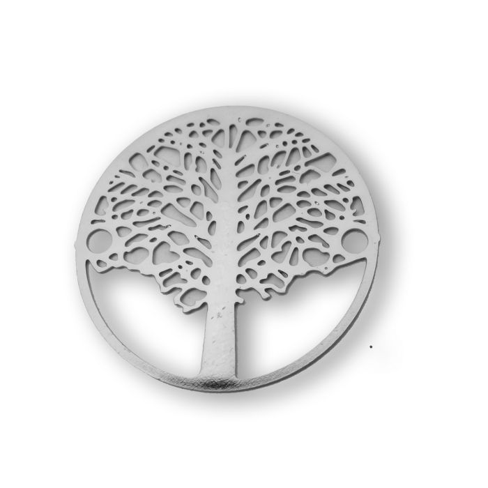 Metallzwischenteil rund Baum platinfb. 22 mm