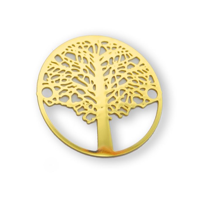 Metallzwischenteil rund Baum goldfb. 22 mm