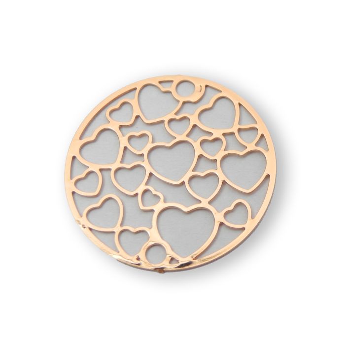 Metallzwischenteil rund Herzchen rosegoldfb. 20 mm