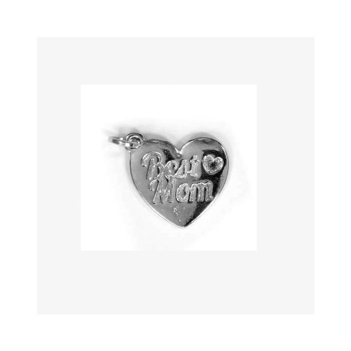 Metallanhänger Herz Best Mom platinfb. 16x16 mm
