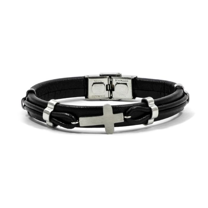 Armband echt Leder in Schmuckschachtel schwarz ca.21x1 cm 2St 4063-09291 4016490121305  