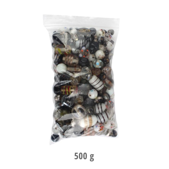 500 gr. Glasperle Kristall-Schwarz transparent Handmade, Bild 1 von 2