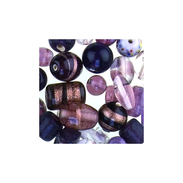 500 gr. Glasperle Amethyst transparent Handmade