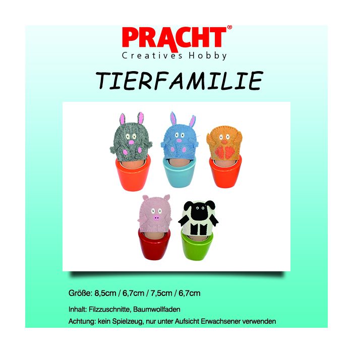 Filzbastelset diverse Tiere bunt 8,5+ 7,5+6,7 cm 4Set 4520-12001 4016490723639  