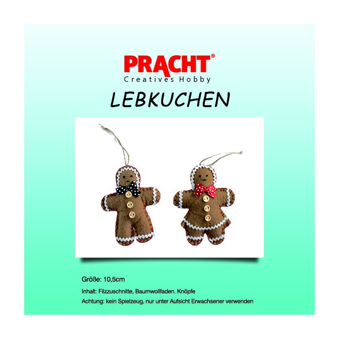 Filzbastelset Anhänger Lebkuchen braun 10,5 cm 4Set 4520-15001 4016490723660  