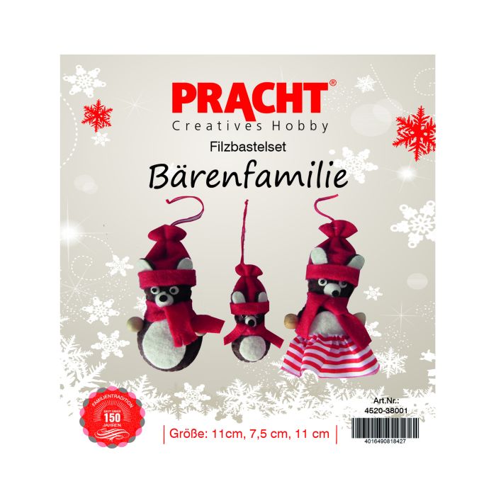 Filzbastelset Bärenfamilie braun 7,5+11+11 cm 4Set 4520-38001 4016490818427  