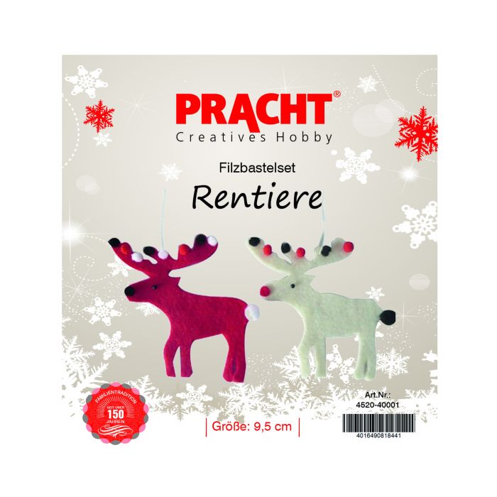 Filzbastelset Rentiere rot, weiß 9,5 cm 4Set 4520-40001 4016490818441  