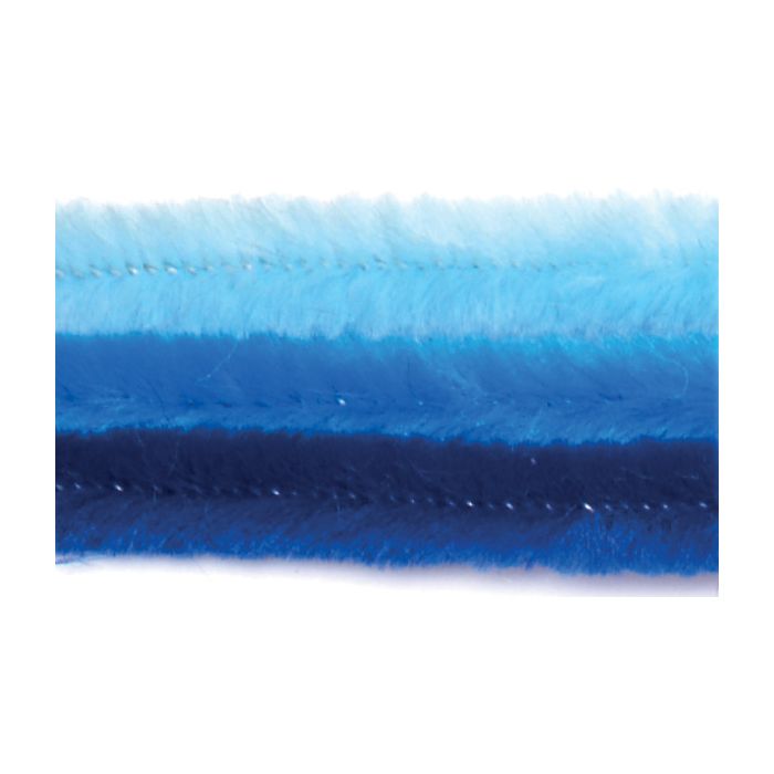 Chenille Draht extra flauschig blau ton 9x500 mm 10 Stück