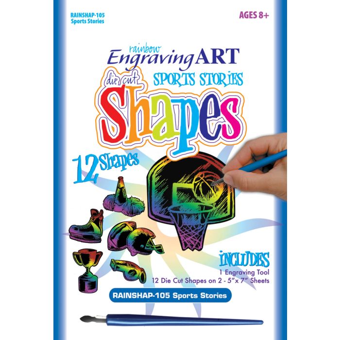 Kratzbilder Sports Stories rainbow 14x20,3 cm 1 Pack, = 12 Formen