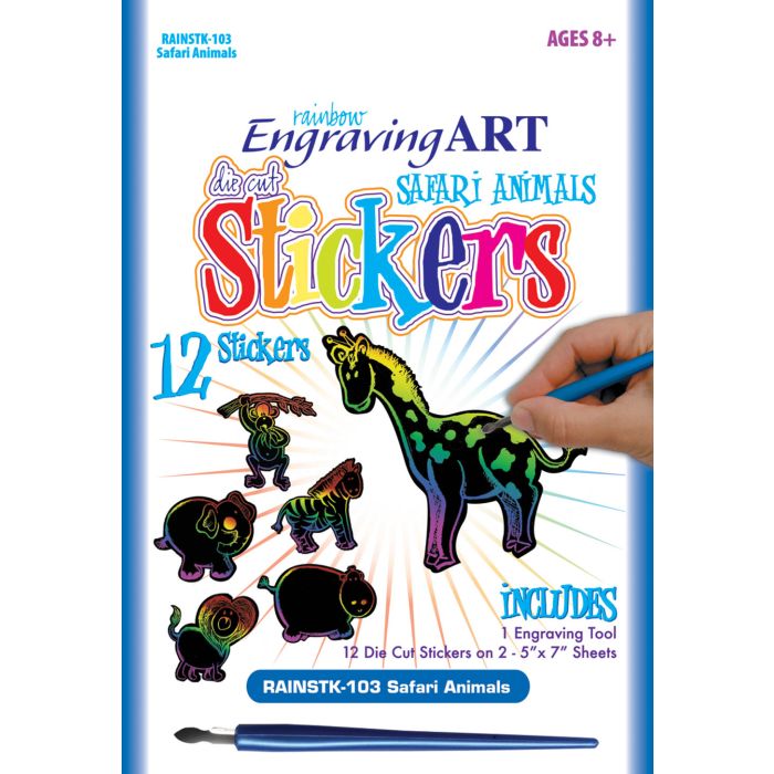 Kratzbilder Safari Animals rainbow 14x20,3 cm 1 Pack, = 12 Sticker