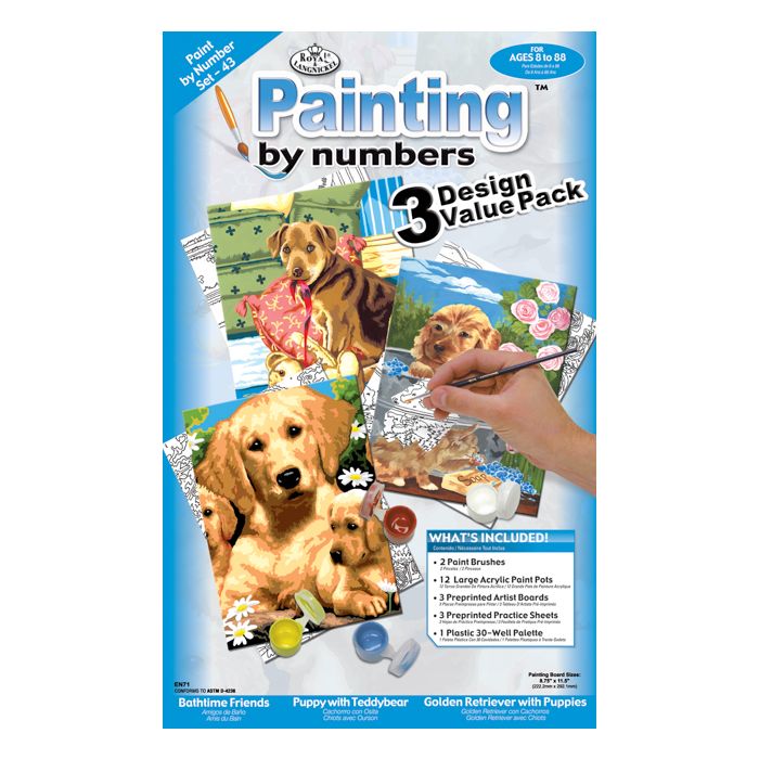 Malen nach Zahlen Junior Hundewelpen 22,2x29,8 cm 1 Pack, = 3 Bilder Pracht Creatives Hobby