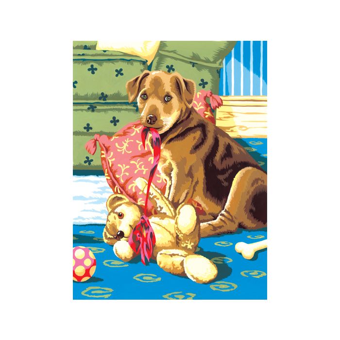 Malen nach Zahlen Junior Hundewelpen 22,2x29,8 cm 1 Pack, = 3 Bilder Pracht Creatives Hobby